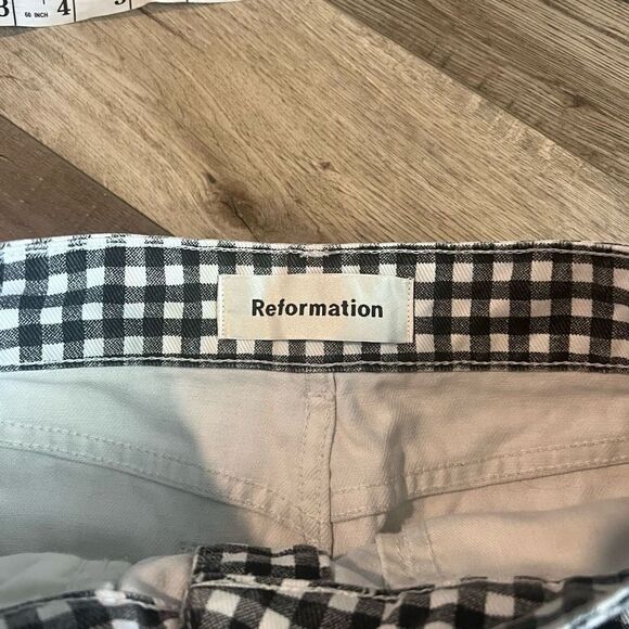 Reformation Gingham black & white Bianca Mini Skirt size 24 - Picture 3 of 9